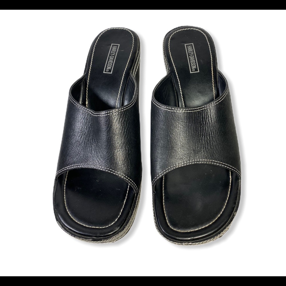 Harley Davidson Black leather wedges
